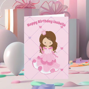 Niedliche Prinzessin Girl Pink Custom Kinder glück Karte