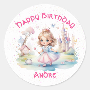 Niedliche Prinzessin im Whimsical Wonderland Runder Aufkleber