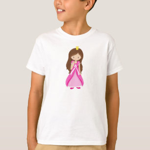Niedliche Prinzessin, Krone, braune Haare, rosa Kl T-Shirt