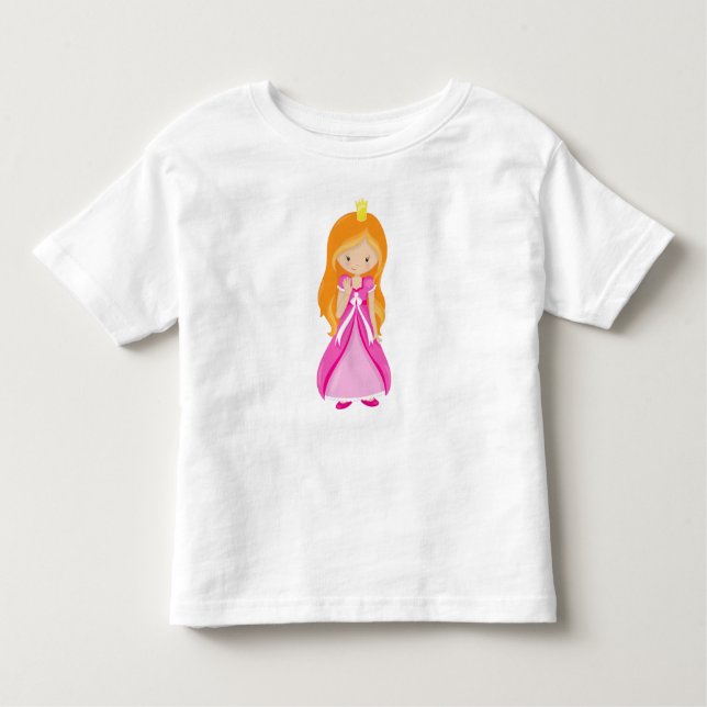 Niedliche Prinzessin, Krone, orangefarbenes Haar,  Kleinkind T-shirt (Vorderseite)