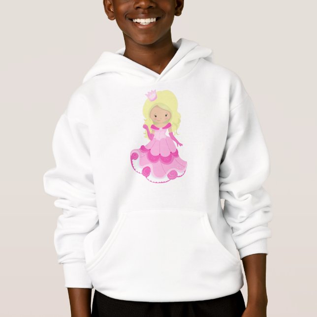 Niedliche Prinzessin, Krone, rosa Kleid, Blonde Ha Hoodie (Vorderseite)