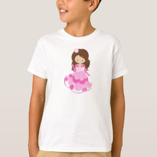 Niedliche Prinzessin, Krone, rosa Kleid, braune Ha T-Shirt