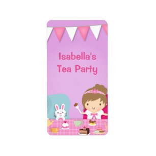Niedliche Prinzessin Mädchen Teeparty Geburtstag Adressaufkleber