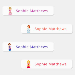 Niedliche Prinzessin mit benutzerdefiniertem Perso Etiketten