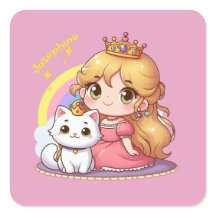 Niedliche Prinzessin mit weißer Katze individuell 
