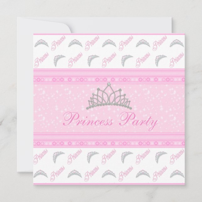 Niedliche Prinzessin Tiaras Pink Birthday Party Einladung (Vorderseite)