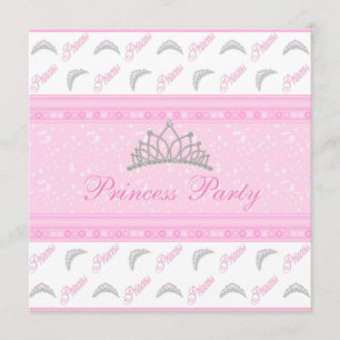 Niedliche Prinzessin Tiaras Pink Birthday Party Einladung