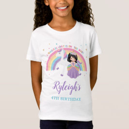 Niedliche Prinzessin und Einhorn-Rainbow-Birthday- T-Shirt