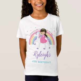 Niedliche Prinzessin und Einhorn-Rainbow-Birthday- T-Shirt
