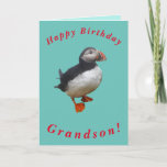 Niedliche Puffin Birthday Card für Grandson Karte<br><div class="desc">Ein niedlicher Puffin macht ein schönes Bild für diese Geburtstagskarte für Grandson.  Alle Texte können einfach angepasst werden.</div>