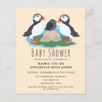 Niedliche Puffin Kinderdusche Einladung