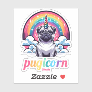 Niedliche Pugicorn-Tiergeschenk Aufkleber