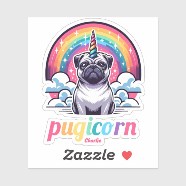 Niedliche Pugicorn-Tiergeschenk Aufkleber (Blatt)