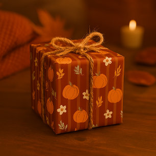 Niedliche Pumpketten & Blätter Nahtloser Herbststr Geschenkpapier