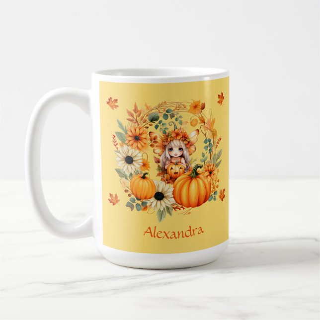 Niedliche Pumpkettenmaus im Herbstkranz Kaffeetasse (Links)