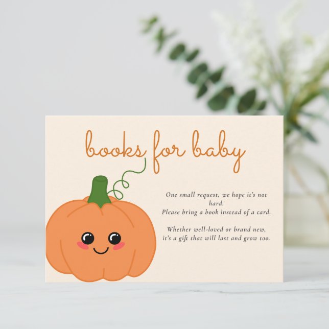 Niedliche Pumpkin Baby-Duschbücher für Baby Begleitkarte (Stehend Vorderseite)