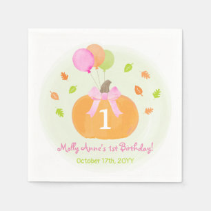 Niedliche Pumpkin & Balloons Fall 1. Geburtstagska Serviette