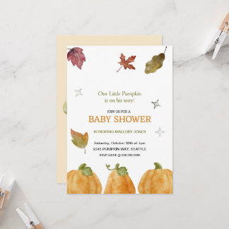 Niedliche Pumpkin Fall Baby Dusche Einladung