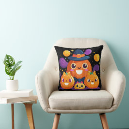 Niedliche Pumpkin-Familie Halloween Vector Art Kissen