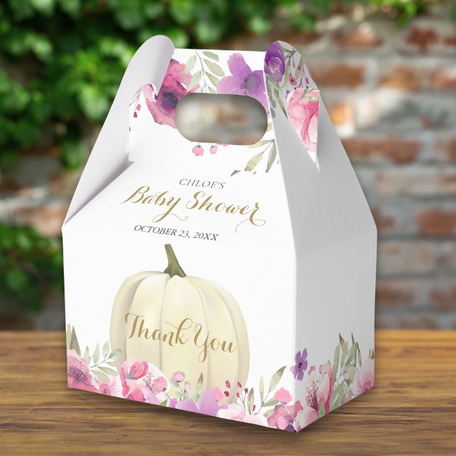 Niedliche Pumpkin Floral Vielen Dank Baby Dusche Geschenkschachtel (Cute Pumpkin Floral Thank You Baby Shower Favor Box)