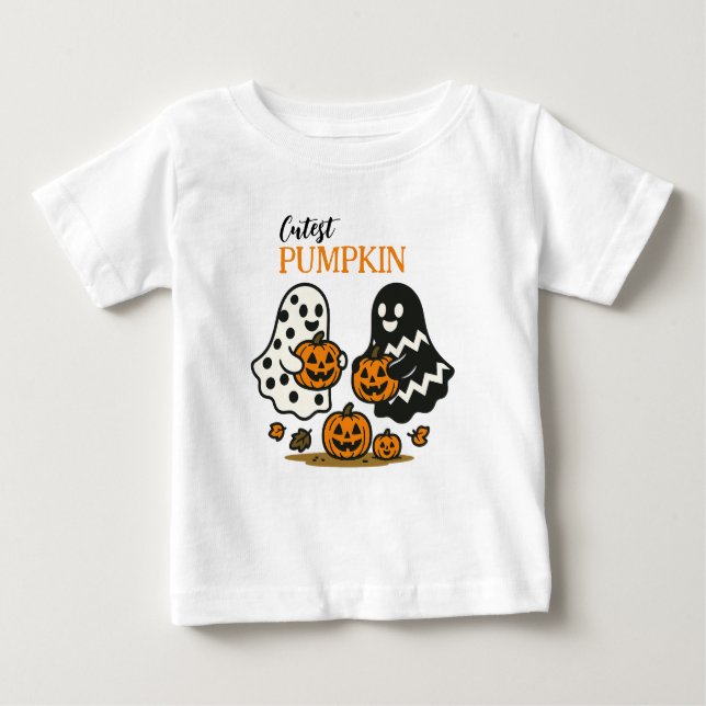 Niedliche Pumpkin-Geister Baby T-shirt (Vorderseite)