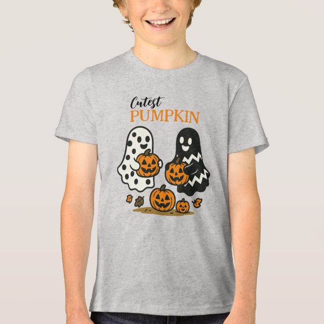 Niedliche Pumpkin-Geister Tri-Blend Shirt (Vorderseite)