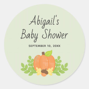 Niedliche Pumpkin Gender Neutral Fall Baby Dusche Runder Aufkleber