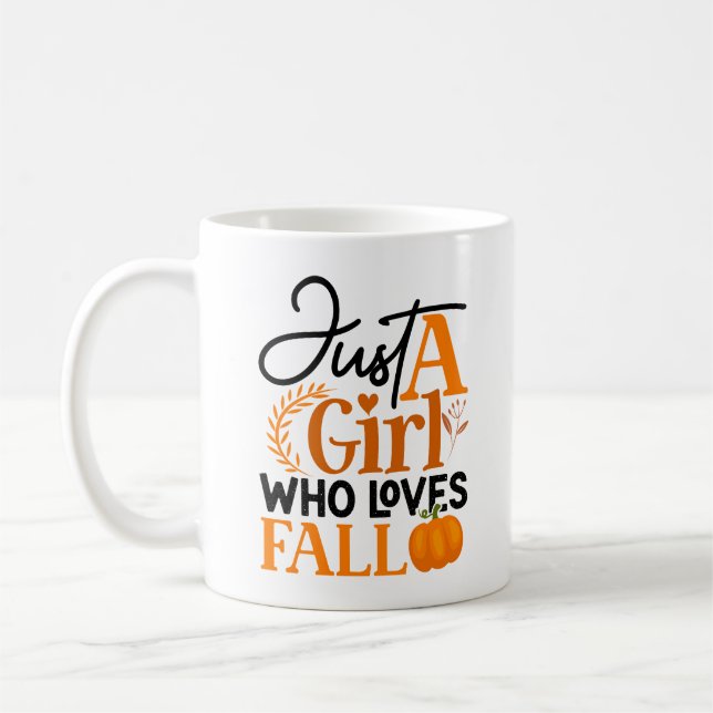 Niedliche Pumpkin Girl Lieben fallen Kaffeetasse (Links)
