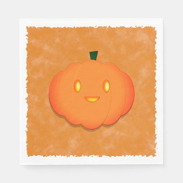Niedliche Pumpkin Halloween Wasserfarbe Kinderdusc Serviette (Vorderseite)