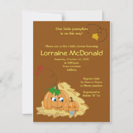 Niedliche Pumpkin Herbst Kinderdusche Einladung