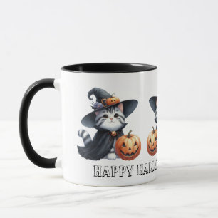 Niedliche Pumpkin Hexenkatze Halloween Tasse