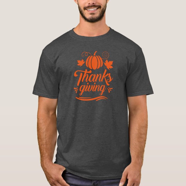Niedliche Pumpkin mit Text-Erntedank-Typografie T-Shirt (Vorderseite)