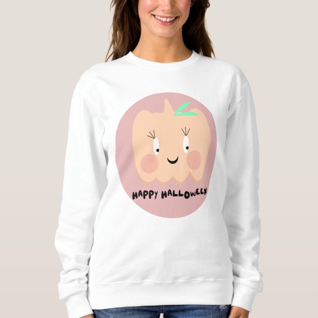 Niedliche Pumpkin Retro Buchstaben glücklich Hallo Sweatshirt (Vorderseite)