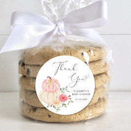 Niedliche Pumpkin Watercolor Kindermädchendusche D Runder Aufkleber