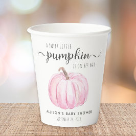 Niedliche Pumpkin Watercolor Kindermädchendusche Pappbecher