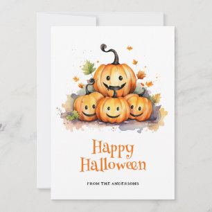 Niedliche Pumpkins Ghosts Happy Halloween Card Feiertagskarte