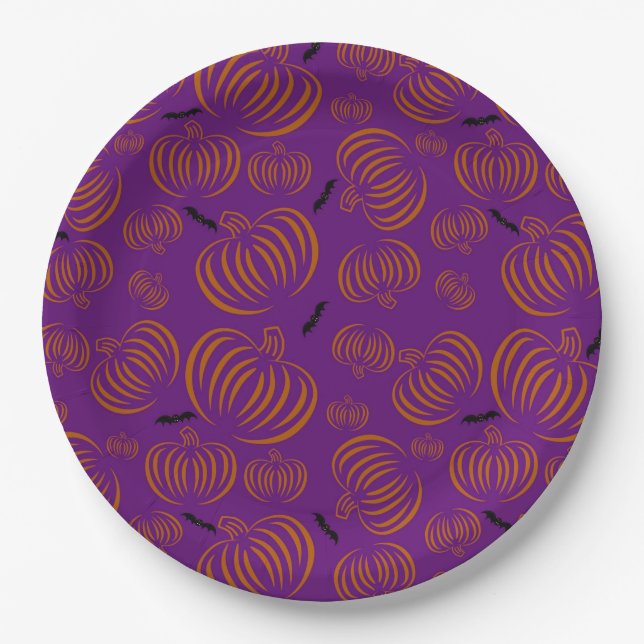 Niedliche Pumpkins Papierplatte Pappteller (Vorderseite)