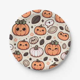 Niedliche Pumpkins und Pumpkin Seeds Halloween-Par Pappteller