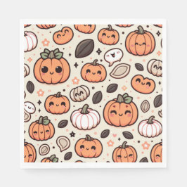 Niedliche Pumpkins und Pumpkin Seeds Halloween-Par Serviette