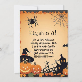 Niedliche Pumpkins und Spider Kid's Halloween Einladung