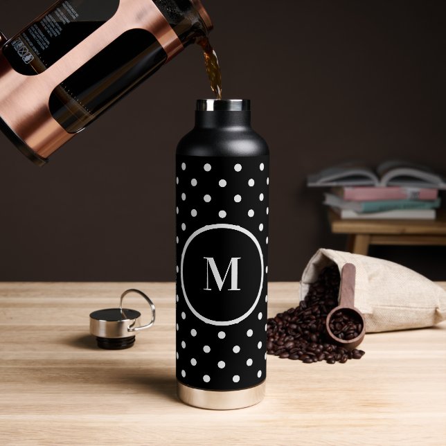 Niedliche Punkte personalisierter monogramm Wärmel Trinkflasche (Kaffee)