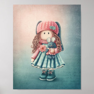 Niedliche Puppensammlung. Kinderzimmer Wall Art. Poster