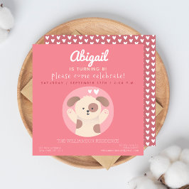 Niedliche Puppy Pink Girls Geburtstagsparty Einlad Einladung