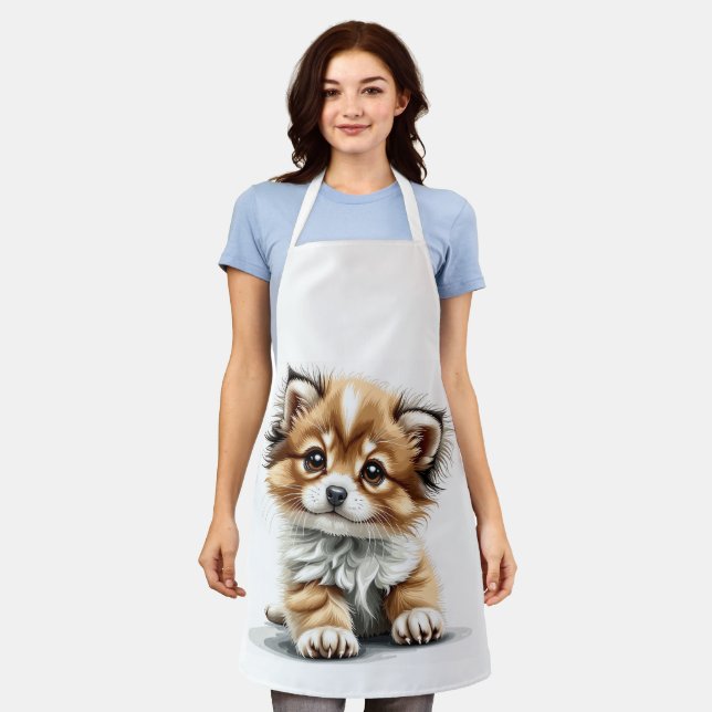 Niedliche Puppy Print-Schürze Schürze (Getragen)