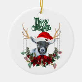Niedliche Pygmy Kid Goat Weihnachten Keramik Ornament