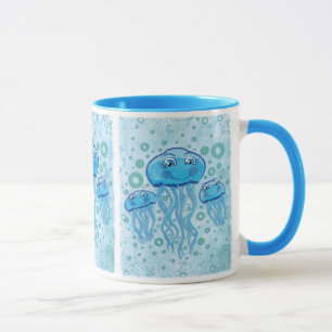 Niedliche Qualle und Blasen Tasse