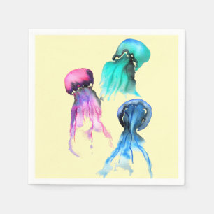 Niedliche Quallen-Trio Aquarellkunst Serviette