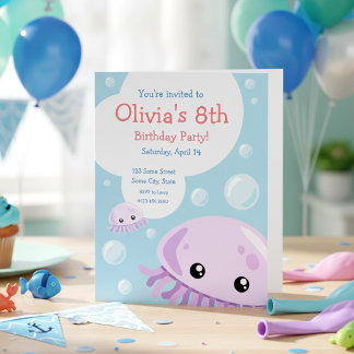 Niedliche Quallen zum Geburtstag Einladung