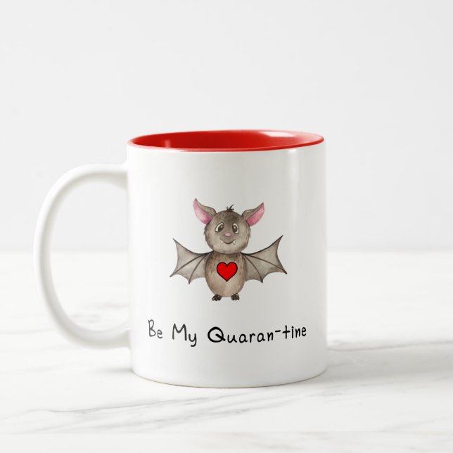 Niedliche Quarantäne Valentine Pandemic Watercolor Zweifarbige Tasse (Links)