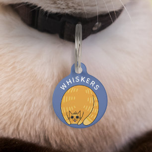 Niedliche Quark Fat Orange Cat Blue Personalisiert Haustiermarke